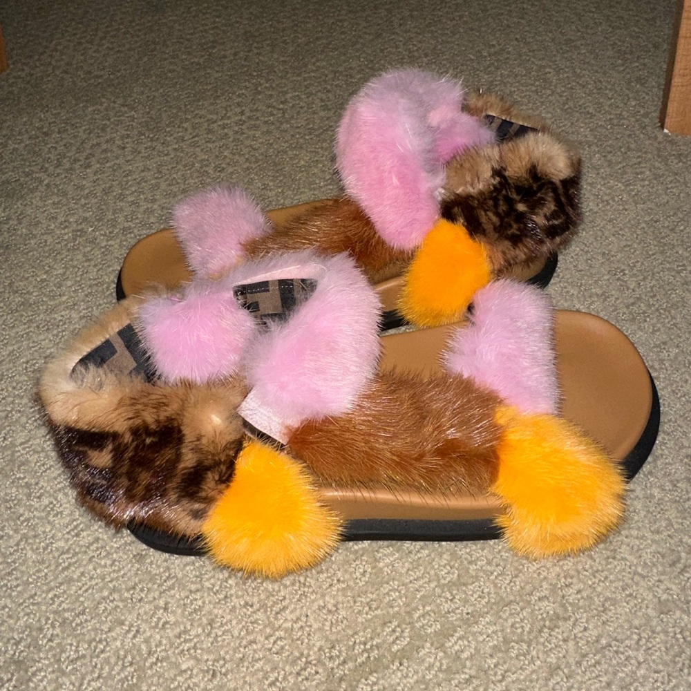 Fendi Multi-color Mink Fur Sandals